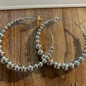 Vintage silver Hoop beaded earrings